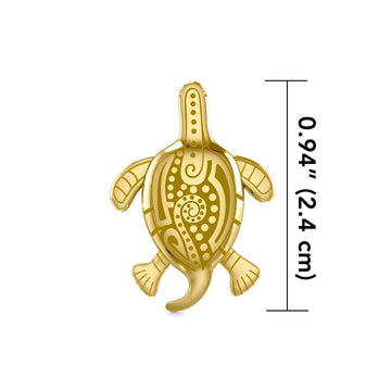 Aboriginal Turtle Solid Gold Pendant GTP2326 - Jewelry